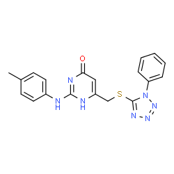 2-[(4-methylphenyl)amino]-6-{[(1-phenyl-1H-tetrazol-5-yl)sulfanyl]methyl}pyrimidin-4-ol结构式