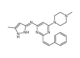 6-(4-甲基-1-哌嗪基)-N-(5-甲基-1H-吡唑-3-基)-2-[(1Z)-2-苯基乙烯基]-4-嘧啶胺结构式