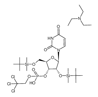 2',5'-di-O-tert-butyldimethylsilyluridine 3'-(2,2,2-trichloroethyl)phosphate triethylammonium salt结构式