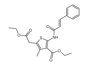 ethyl 5-(2-ethoxy-2-oxoethyl)-4-methyl-2-(3-phenylacrylamido)thiophene-3-carboxylate结构式