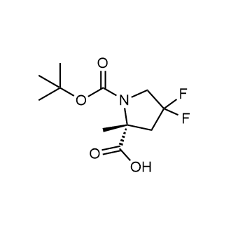 (2R)-1-[(叔丁氧基)羰基]-4,4-二氟-2-甲基吡咯烷-2-羧酸结构式