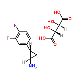 (1R,2S)-2-(3,4-二氟苯基)环丙胺(2R,3R)-2,3-二羟基丁二酸盐结构式