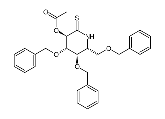 2-O-acetyl-5-amino-3,4,6-tri-O-benzyl-5-deoxy-D-gluconothiolactam Structure