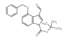 4-苄氧基-3-甲酰基吲哚-1-羧酸叔丁酯结构式