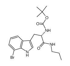 [(S)-2-(7-Bromo-1H-indol-3-yl)-1-propylcarbamoyl-ethyl]-carbamic acid tert-butyl ester结构式
