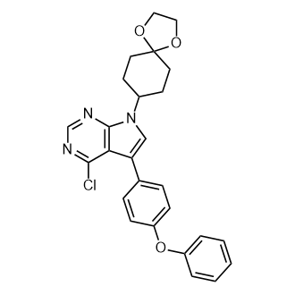 4-氯-5-(4-苯氧基苯基)-7-(1,4-二氧杂螺[4.5]癸-8-基)-7H-吡咯并[2,3-d]嘧啶结构式
