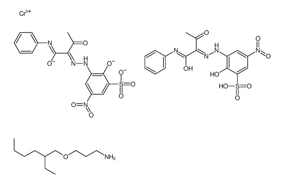二[2-羟基-5-硝基-3-[[2-氧代-1-[(苯氨基)羰基]丙基]偶氮]苯磺酸根合]铬酸盐与3-[(2-乙基己基)氧基]-1-丙胺的化合物结构式