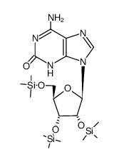 2-hydroxy-6-amino-9-(2,3,5-tri-O-trimethylsilyl-β-D-ribofuranosyl)purine Structure