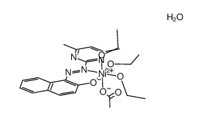 [Ni(1-(4,6-dimethyl-pyrimidin-2-ylazo)-naphthalen-2-ol(1-))(AcO)(EtOH)3]H2O Structure
