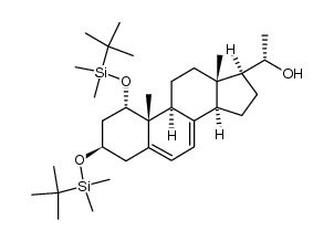 1-[1,3-bis-(tert-butyldimethylsilanyloxy)-10,13-dimethyl-2,3,4,9,10,11,12,13,14,15,16,17-dodecahydro-1H-cyclopenta[a]phenanthren-17-yl]ethanol结构式