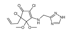 2,5-dichloro-4,4-dimethoxy-5-prop-2-enyl-3-(1H-1,2,4-triazol-5-ylmethylamino)cyclopent-2-en-1-one结构式