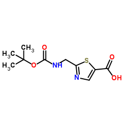 2-((叔丁氧基羰基氨基)甲基)噻唑-5-羧酸结构式