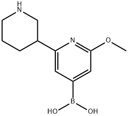 2-Methoxy-6-(piperidin-3-yl)pyridine-4-boronic acid结构式