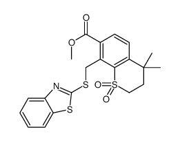 methyl 8-(1,3-benzothiazol-2-ylsulfanylmethyl)-4,4-dimethyl-1,1-dioxo-2,3-dihydrothiochromene-7-carboxylate结构式