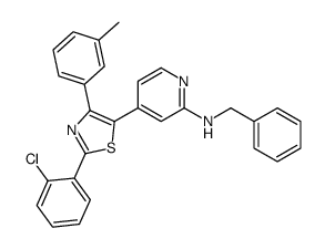 N-benzyl-4-[2-(2-chlorophenyl)-4-(3-methylphenyl)-1,3-thiazol-5-yl]pyridin-2-amine结构式