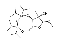 1-O-methyl-2-C-methyl-3,5-O-(1,1,3,3-tetraisopropyl-1,3-disiloxanediyl)-α-D-ribofuranose结构式