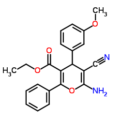 Ethyl 6-amino-5-cyano-4-(3-methoxyphenyl)-2-phenyl-4H-pyran-3-carboxylate Structure