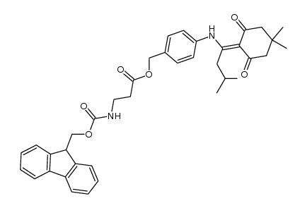 4-((1-(4,4-dimethyl-2,6-dioxocyclohexylidene)-3-methylbutyl)amino)benzyl 3-((((9H-fluoren-9-yl)methoxy)carbonyl)amino)propanoate结构式