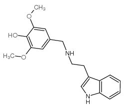 4-{[2-(1H-吲哚-3-基)-乙基氨基]-甲基}-2,6-二甲氧基苯酚结构式