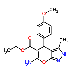 Ethyl 6-amino-4-(4-methoxyphenyl)-3-methyl-2,4-dihydropyrano[2,3-c]pyrazole-5-carboxylate Structure