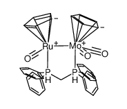 [(η5-C5H5)Ru(CO)(μ-bis(diphenylphosphino)methane)Mo(CO)2(η5-C5H5)]结构式