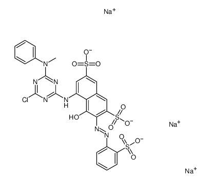 trisodium 5-[[4-chloro-6-(methylphenylamino)-1,3,5-triazin-2-yl]amino]-4-hydroxy-3-[(2-sulphonatophenyl)azo]naphthalene-2,7-disulphonate Structure