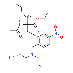 Diethyl(acetylamino)((2-((bis(2-hydroxyethyl)amino)methyl)-5-nitrophenyl)methyl)propanedioate Structure