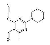 4-methyl-2-piperidino-6-thiocyanato-pyrimidine-5-carbaldehyde Structure