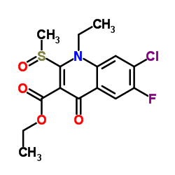 Ethyl 7-chloro-1-ethyl-6-fluoro-2-(methylsulfinyl)-4-oxo-1,4-dihydro-3-quinolinecarboxylate结构式