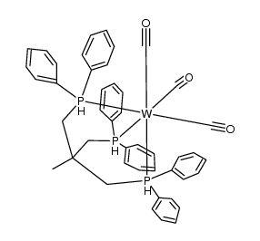 (CO)3(1,1,1-tris(diphenylphosphinomethylene)ethane)W结构式