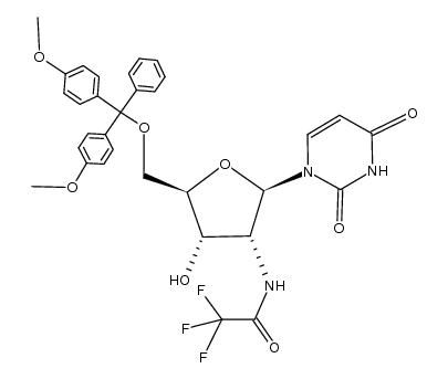 5'-O-(4,4'-dimethoxytrityl)-2'-(trifluoroacetylamido)-2'-deoxyuridine结构式