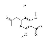 potassium 4,6-dimethoxy-5-nitro-2-(2-oxopropyl)-2H-pyrimidin-1-ide结构式