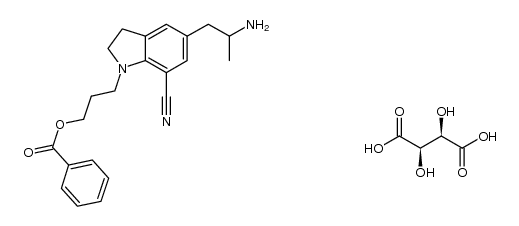 1-(3-benzoyloxypropyl)-7-cyano-5-(2-aminopropyl)-2,3-dihydroindole Structure