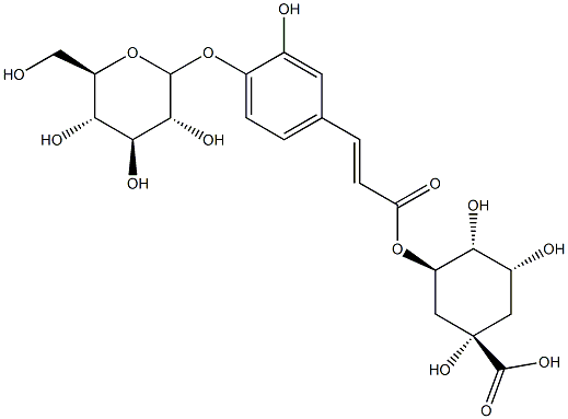 5-O-[4'-O-(β-D-吡喃葡萄糖基)咖啡酰基]奎宁酸结构式