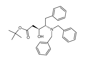 (3S,4S)-tert-butyl 4-(N,N-dibenzylamino)-3-hydroxy-5-phenylpentanoate结构式