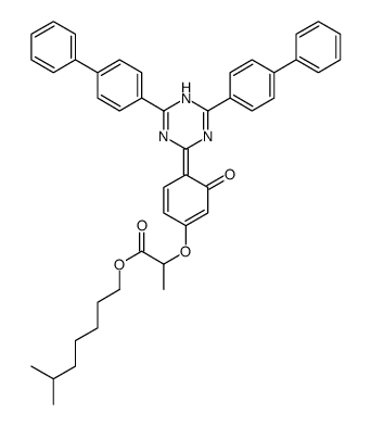 6-甲基庚基2-{4-[4,6-二(4-联苯基)-1,3,5-三嗪-2-基]-3-羟基苯氧基}丙酸酯结构式
