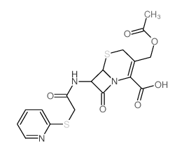 3-(acetyloxymethyl)-8-oxo-7-[(2-pyridin-2-ylsulfanylacetyl)amino]-5-thia-1-azabicyclo[4.2.0]oct-2-ene-2-carboxylic acid结构式