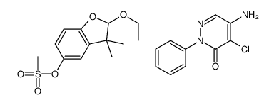 5-amino-4-chloro-2-phenylpyridazin-3-one,(2-ethoxy-3,3-dimethyl-2H-1-benzofuran-5-yl) methanesulfonate结构式