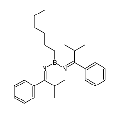 N-[hexyl-[(2-methyl-1-phenylpropylidene)amino]boranyl]-2-methyl-1-phenylpropan-1-imine结构式