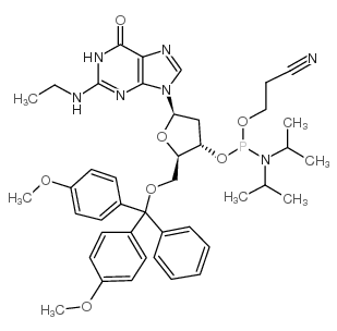 2′-脱氧-5′-O-DMT-N2-乙基鸟苷3′-CE亚磷酰胺结构式