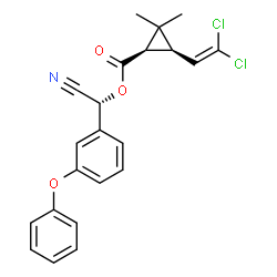 alpha-cyano-3-phenoxybenzyl [1R-[1alpha(R*),3alpha]]-3-(2,2-dichlorovinyl)-2,2-dimethylcyclopropanecarboxylate picture