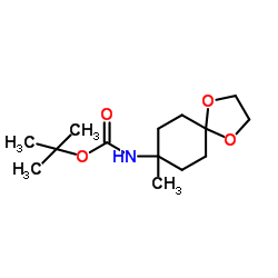 tert-butyl 8-Methyl-1,4-dioxaspiro[4.5]decan-8-ylcarbamate Structure