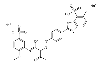 2-[4-[[1-[[(2-methoxy-5-sulphophenyl)amino]carbonyl]-2-oxopropyl]azo]phenyl]-6-methylbenzothiazole-7-sulphonic acid, sodium salt Structure