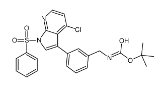3-(4-氯-1-(苯基磺酰基)-1H-吡咯并[2,3-b]吡啶-3-基)苄基氨基甲酸叔丁酯结构式