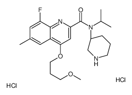 8-氟-4-(3-甲氧基丙氧基)-6-甲基-n-(1-甲基乙基)-n-(3r)-3-哌啶基-2-喹啉羧酰胺双盐酸盐结构式