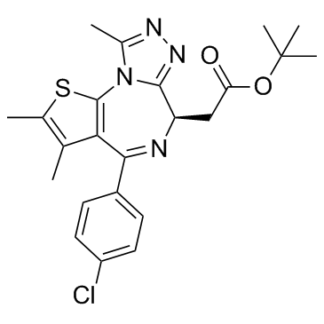 (R)-(-)2-(4-(4-氯苯基)-2,3,9-三甲基-6H-噻吩并[3,2-F][1,2,4]三唑并[4,3-A][1,4]二氮杂环庚烷-6-基)乙酸叔丁酯结构式