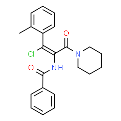 (Z)-N-(1-氯-3-氧代-3-(哌啶-1-基)-1-(邻甲苯基)丙-1-烯-2-基)苯甲酰胺结构式