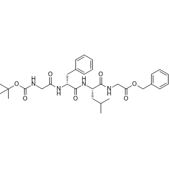 Benzyl 2-[[(2S)-2-[[(2R)-2-[[2-(tert-butoxycarbonylamino)acetyl]amino]-3-phenyl-propanoyl]amino]-4-methyl-pentanoyl]amino]acetate Structure