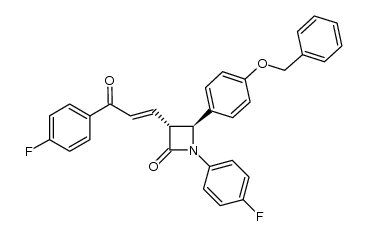 (3R,4S)-4-(4-(benzyloxy)phenyl)-1-(4-fluorophenyl)-3-(3-(4-fluorophenyl)-3-oxoprop-1-en-1-yl)azetidin-2-one Structure