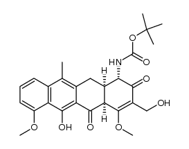 tert-butyl ((1S,4aS,12aR)-6-hydroxy-3-(hydroxymethyl)-4,7-dimethoxy-11-methyl-2,5-dioxo-1,2,4a,5,12,12a-hexahydrotetracen-1-yl)carbamate结构式
